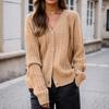 Women's 2025 Autumn/Winter V-Neck Cable Knit Cardigan Sweater Coat
