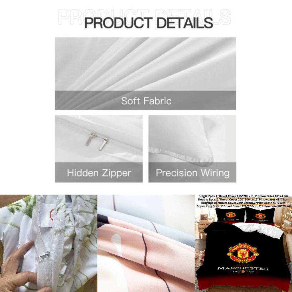 Manchester United Bedding Set With Soft Polyester Fabric For Fans Bedroom Decor