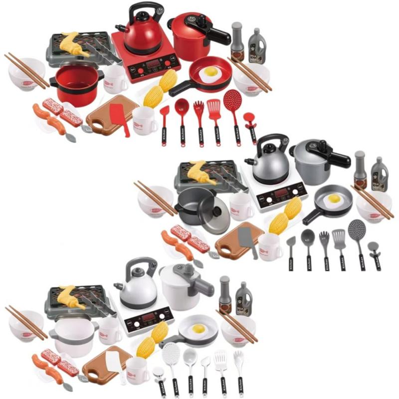 Simulação Utensílios de Mesa de Cozinha Fogão de Indução Brinquedos Interativos Menino e Menina Presente de Aniversário, Conjunto de Cozinha para Crianças Casa de Brincar