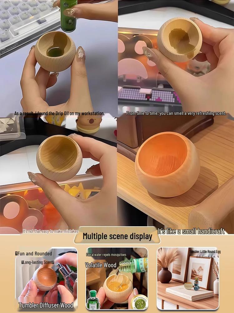 Tumbler Wooden Diffuser: Long-lasting Fireless Aromatherapy, Mosquito Repellent, Floral Water Fragrance for Home, Car, Indoor Use