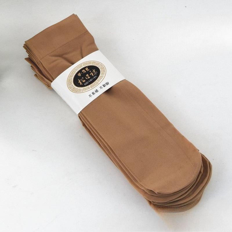 10 Pairs of Thick Women's Silk Stockings with Anti-slip and Anti-hook Properties. Summer Loose-mouth Short-tube Steel Wire Stockings.