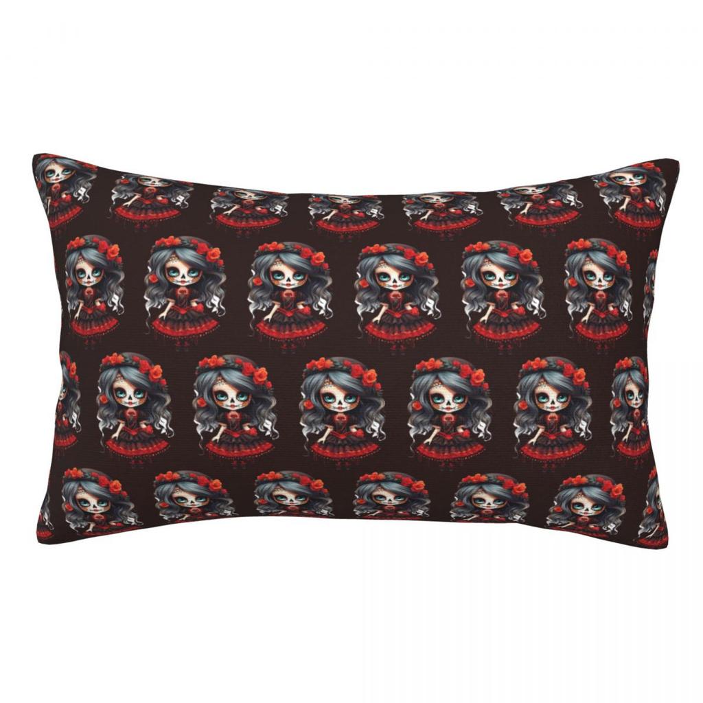 Alexander Gothic Las Elegantes Girls Day Of Dead Skull Rectangle Pillowcase Cushion Cover Decor Bedroom Bed Comfort Throw Pillow
