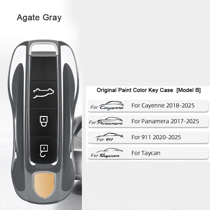 For Porsche Cayenne Mancan Panamera 911 718 Boxster Cayman Taycan 2010-2024 Car Key Paint Case Bordeaux Red Shell Replacement