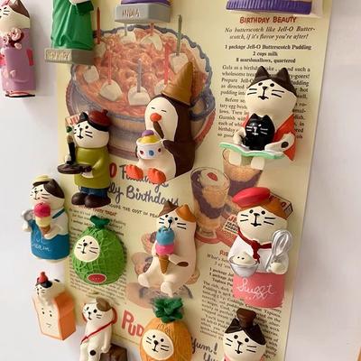 Cute Cat Refrigerator Sticker Grocery Zakka Bread Coffee Shop Decorative Gift Magnetic High Value Refrigerator Jewelry
