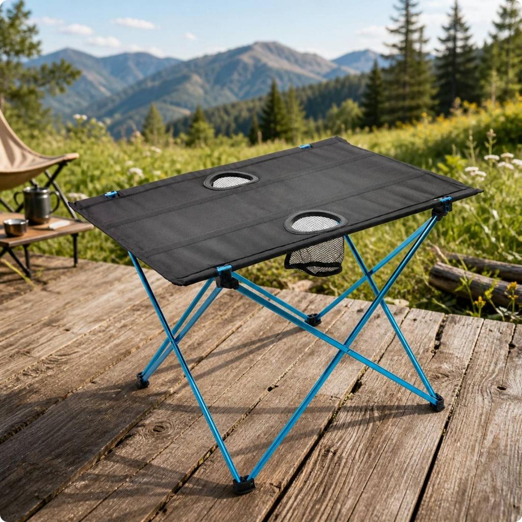 Small Folding Outdoor Table Quick Setup cloth Top with Storage Convenient Packing