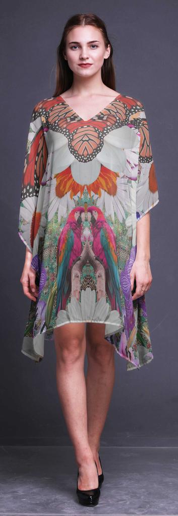 Phagun Short Caftan Midi Dress Beach Swimwear Cover Up Womens Kaftan-4X-5X