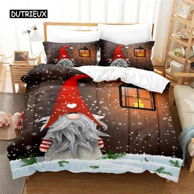 Set de lenjerie de pat Moș Crăciun Set cuvertură de pilota Lenjerie de pat imprimare digitală Lenjerie de pat Queen Size Set de lenjerie de pat Design fashion Set din trei piese din bumbac pur