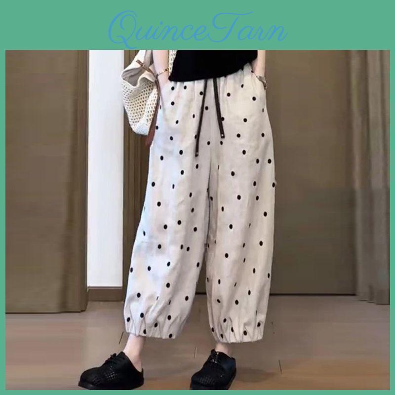 Size Summer Thin Womens Plus Loose Lantern Pants Highwaist Slimming Polka Dot Casual Trousers With Cuffed Antiwrinkle Design