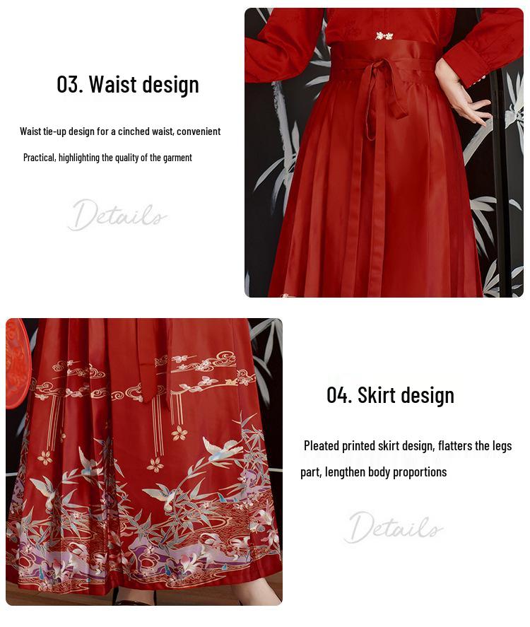 2024 Autumn/Winter Red Horseface Skirt Cheongsam Bridal Toasting Dress - Chinese Style Wedding & Engagement Outfit for Women