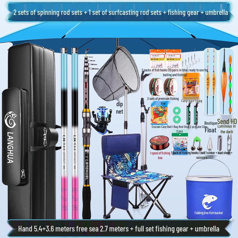 Beginner's Multi-Section Fishing Rod Set with Gear and Tackle Supplies