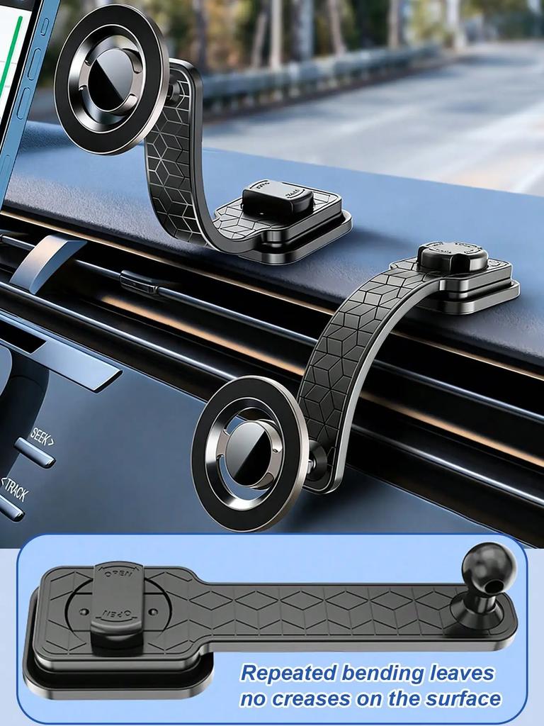 Flexible Magnetic Car Phone Mount – Adjustable Aluminum Alloy Arm, 360° Rotation, Universal Fit for iPhone & All Smartphones