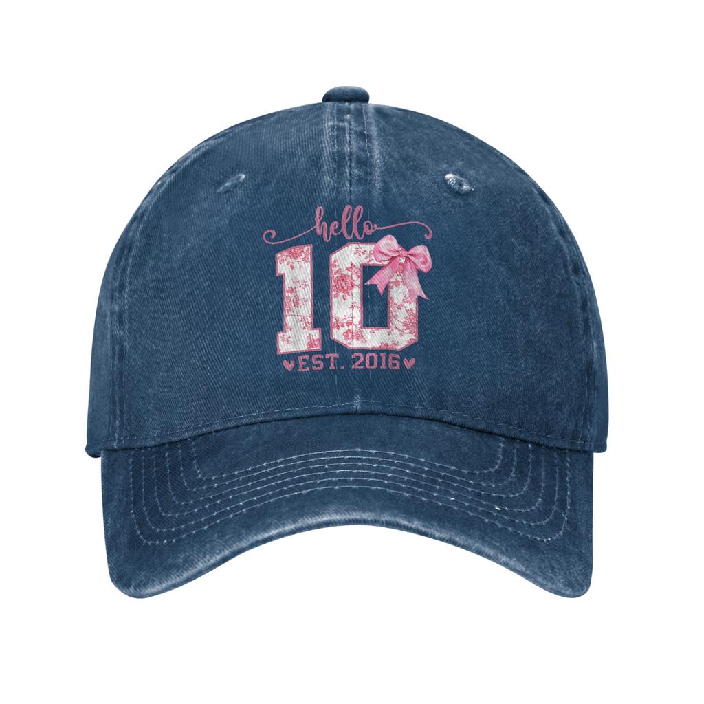 Hallo Ten EST 2016 10. Geburtstag Coquette Schleife 10 Jahre Lässig Baseballkappe Frühling y2k Niedliche Baseballkappen