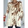 Women's Plus Size Autumn Leaf Print Loose Long Sleeve Top with Pockets