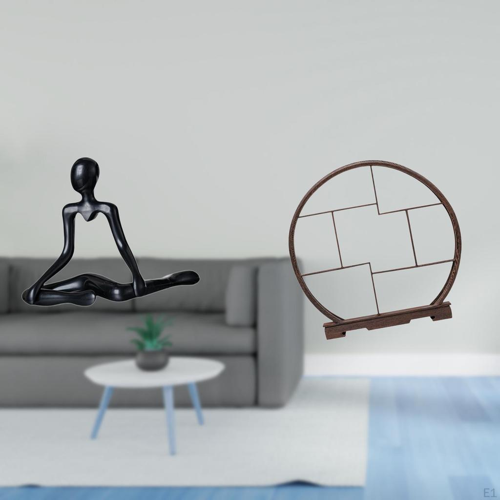 Creative Abstract Thinker Sculpture with Wood Display Stand Unique Decorative Figurine And Organizer