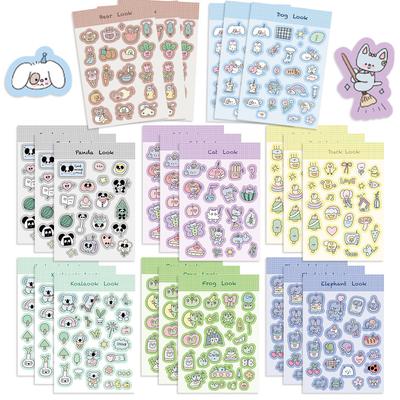 8 Dessin Animé Coréen Collage d'Animaux Pratique Bricolage Coque de Téléphone Portable Décoration d'Ordinateur Portable Autocollant Étanche