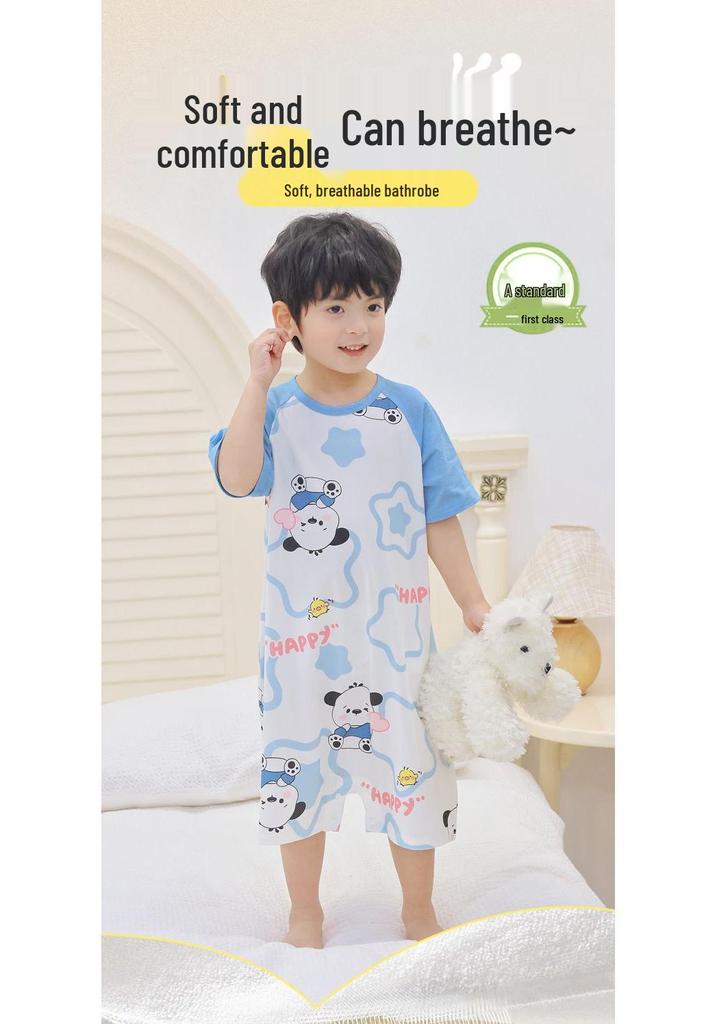 Pure Cotton Short-Sleeve Summer Pajamas for Baby Boys and Girls, Lightweight One-Piece Homewear