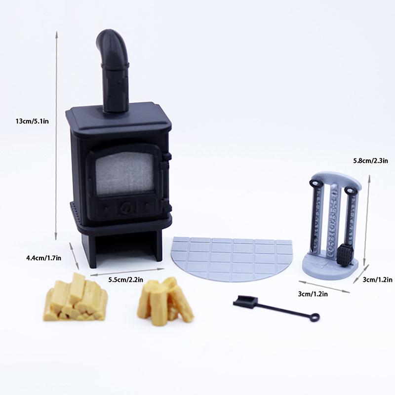 1/12 Mini Fireplace Stove Chimney Model Dollhouse Living Room Decoration Dolls House Furniture Accessories