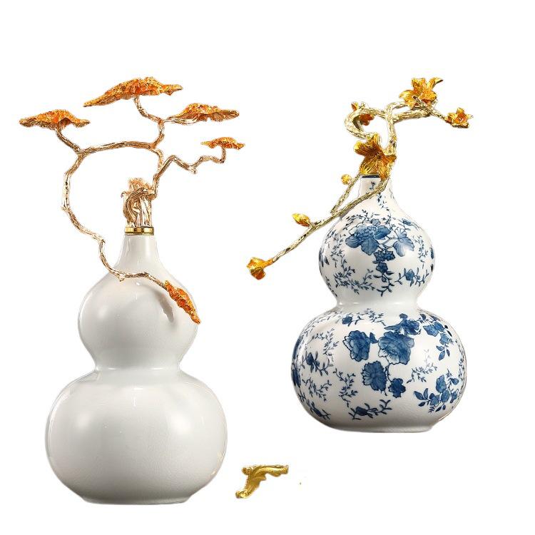Cloisonné Gourd Ornament: Chinese Ceramic Handicraft for Living Room or Wine Cabinet Decor