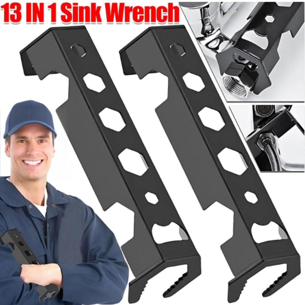 Iron Material Sanitary Wrench Double-End Faucet Wrench 12/13In1 Plumbing Pipe Wrench Faucet Repair