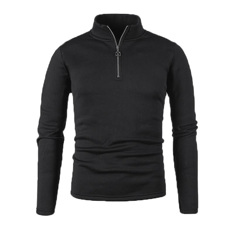 Spring Autumn Mens Half Zipper Pullover Sweatshirt Solid Color Casual Slim Fit Stand Collar Hoodie