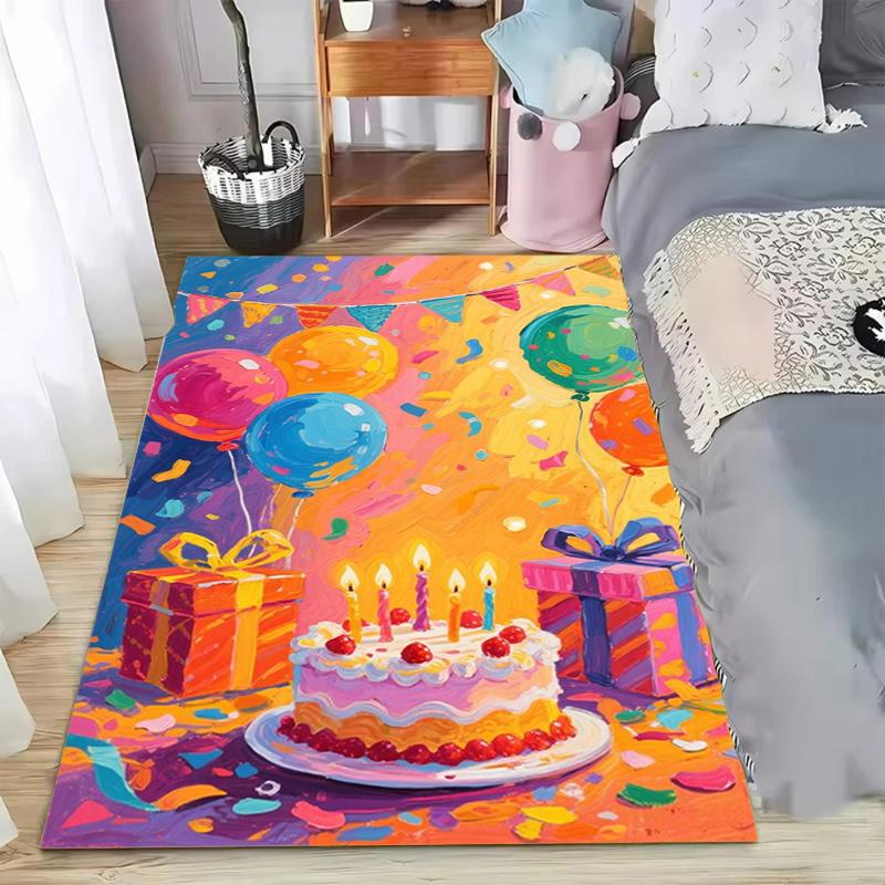 Birthday Party Decoration: Non-slip Washable Floor Mat for Carpets Large Carpet Suitable for Bedrooms and Living Rooms Holiday
