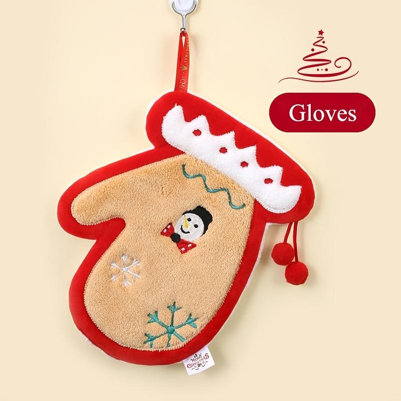 Cute Christmas Hanging Towel For Baby, Coral Fleece Quick-drying Fingertip Towel for Kids, Soft Towel With Hanging Loop