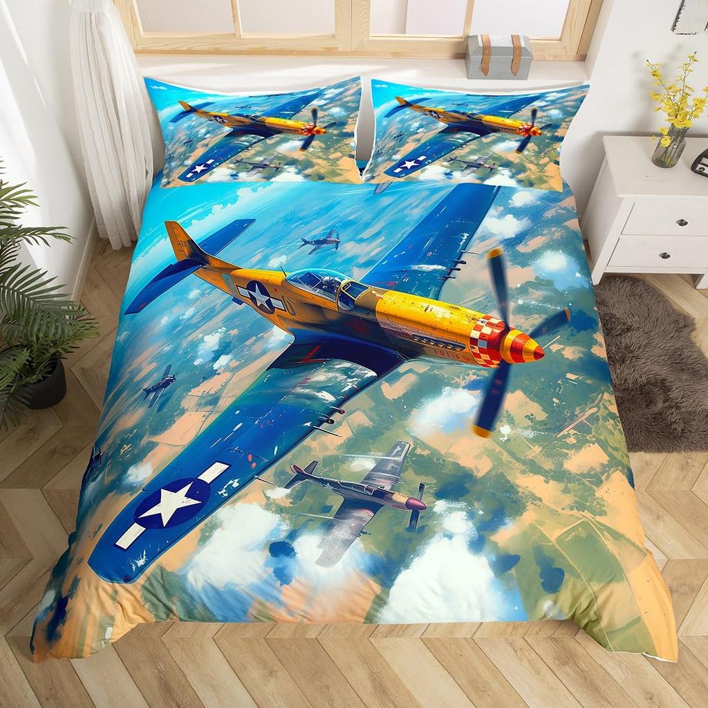 War Themed Air Force Fighter Jets 3D Printed Bedding Set Cozy Duvet Cover King Queen Twin Size Birthday Gift Boy Kid Room Decor