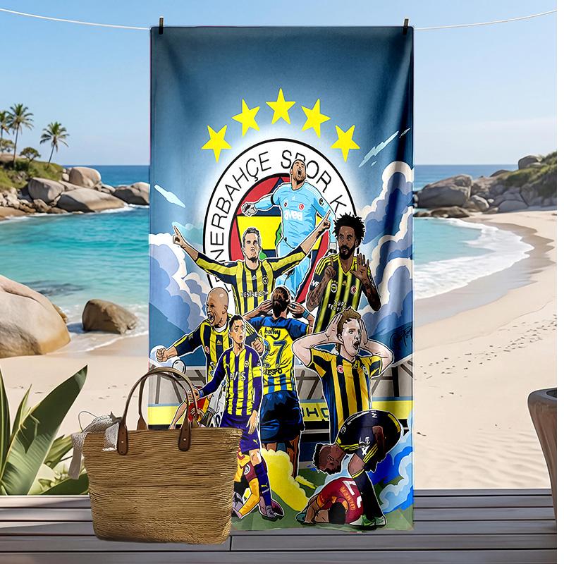 Fenerbahce Printed Beach Towel Quick Dry Soft TowelPortable Large Rectangular Beach Blanket for Travel Swimming Pool