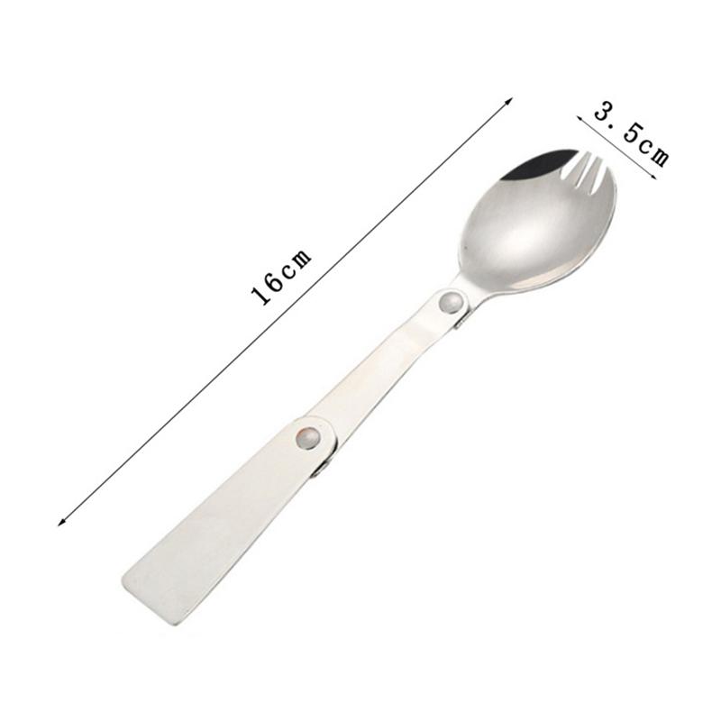 Portable Folding Tableware Set Stainless Steel Spoon and Fork for Thermos Camping Travel and Other Outdoor Activities with Box