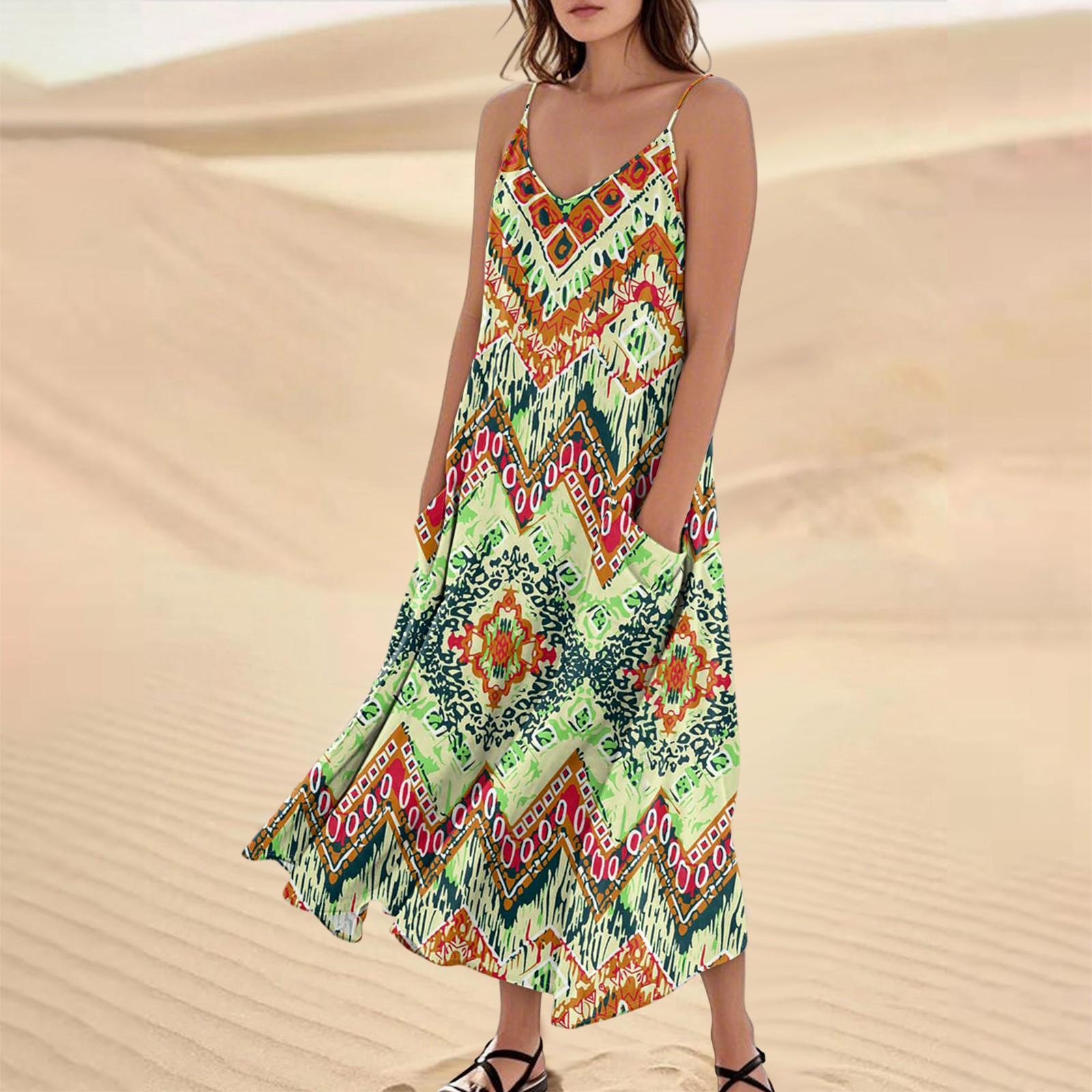 

Женское летнее платье, повседневные свободные длинные пляжные платья для отдыха XXL жёлтый