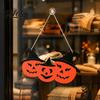 Halloween Ornament for Window Welcome Door Hanging Sign, 3D Layered Pumpkin Skull Spider Plaque, Theme Sign Wooden Front Porch Wall Decor Home