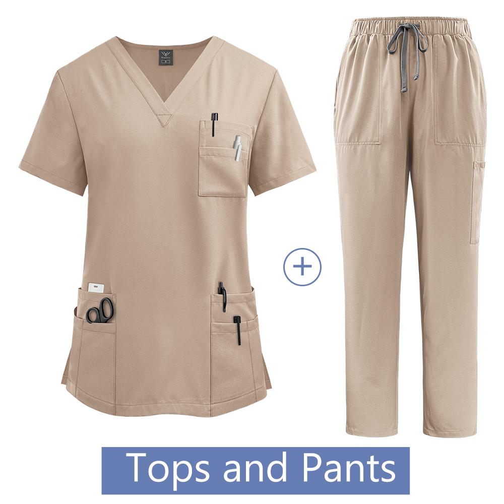 Nurses Hospital Uniforms Two Piece Stretch Straight Pants Scrubs Suits Nursing Articles Women Scrubs Spa Uniforms Sets