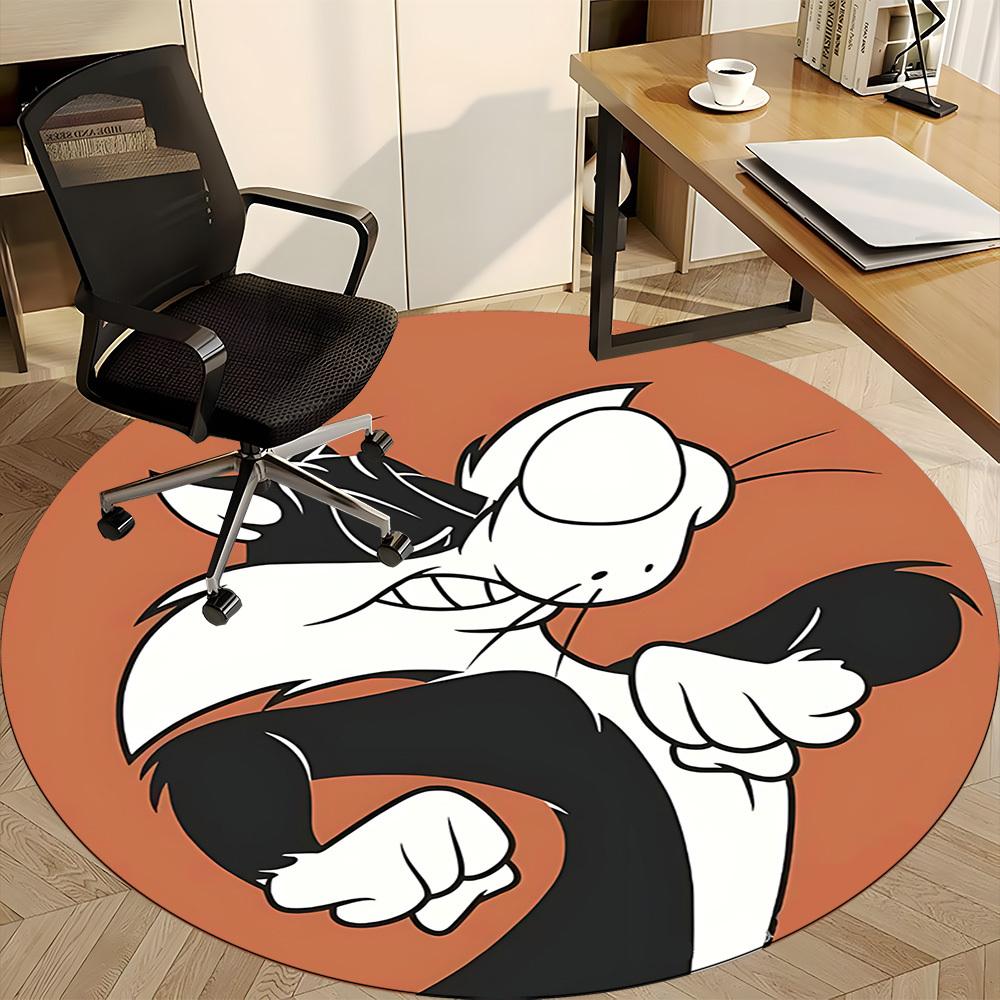1pc Looney Tunes Office Round Area Rug, Bedroom Living Room Home Decor, Room Deco, Offic A1016119