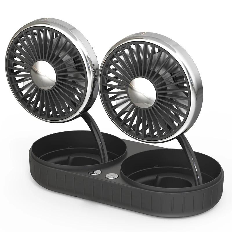 

3-Step Quiet Dual USB Car Fan - 360° Swivel Air Circulator - Portable Automobile Cooling Tool for Ventilation