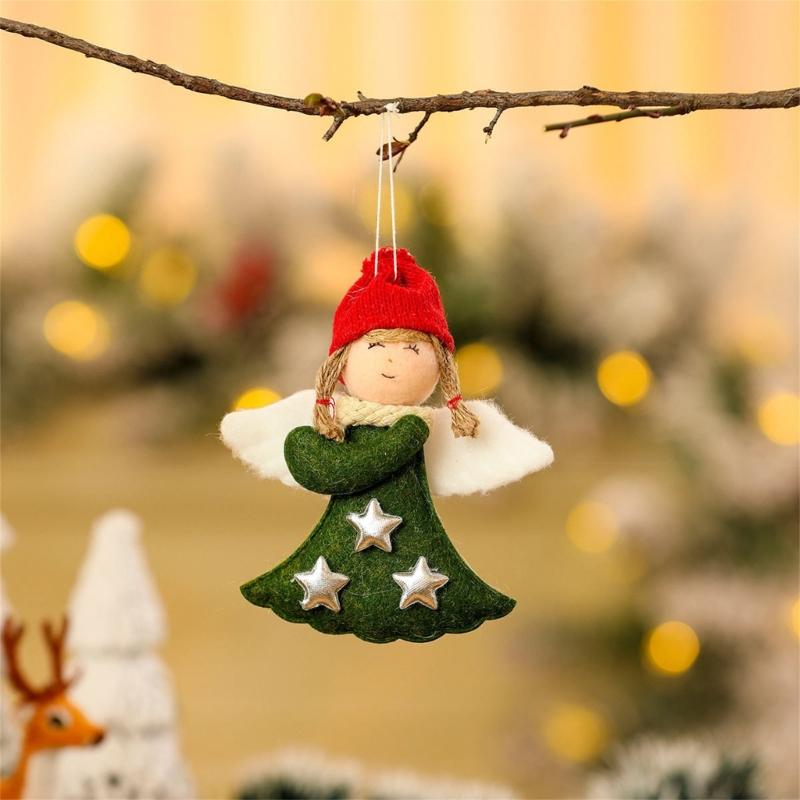 4Pcs Festival Angel Wing Ornaments For Christmas Tree Decoration Easy Hanging Design Polyester Holiday Decorations