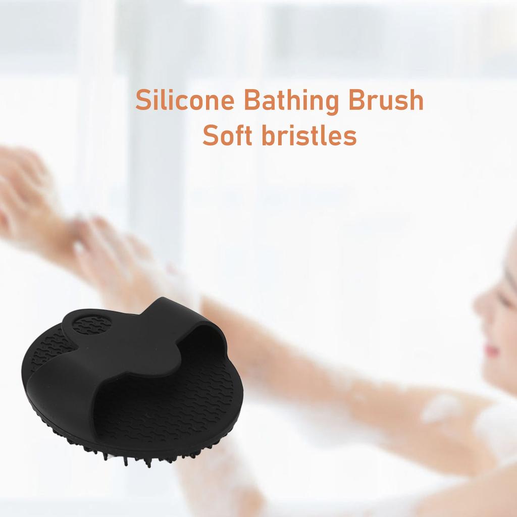 Silicone Bath Body Brush Gentle Exfoliating Body Scrubber Multi Functional Black Round Bathing Brush Facial Cleansing Brus