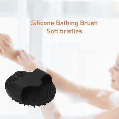 Silicone Bath Body Brush Gentle Exfoliating Body Scrubber Multi Functional Black Round Bathing Brush Facial Cleansing Brus