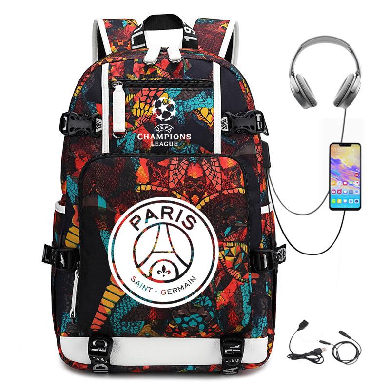 Football Peripheral Printing Usb Charging Port Leisure Travel Mountaineering Bag Large Capacity Go Out Portable Backpack