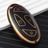 SKCW6 7 Buttons New TPU Car Remote Key Case Cover Shell for Hyundai Ioniq 6 Grandeur GN7 Kona 2023 Auto Key Protective Case Gold Edge