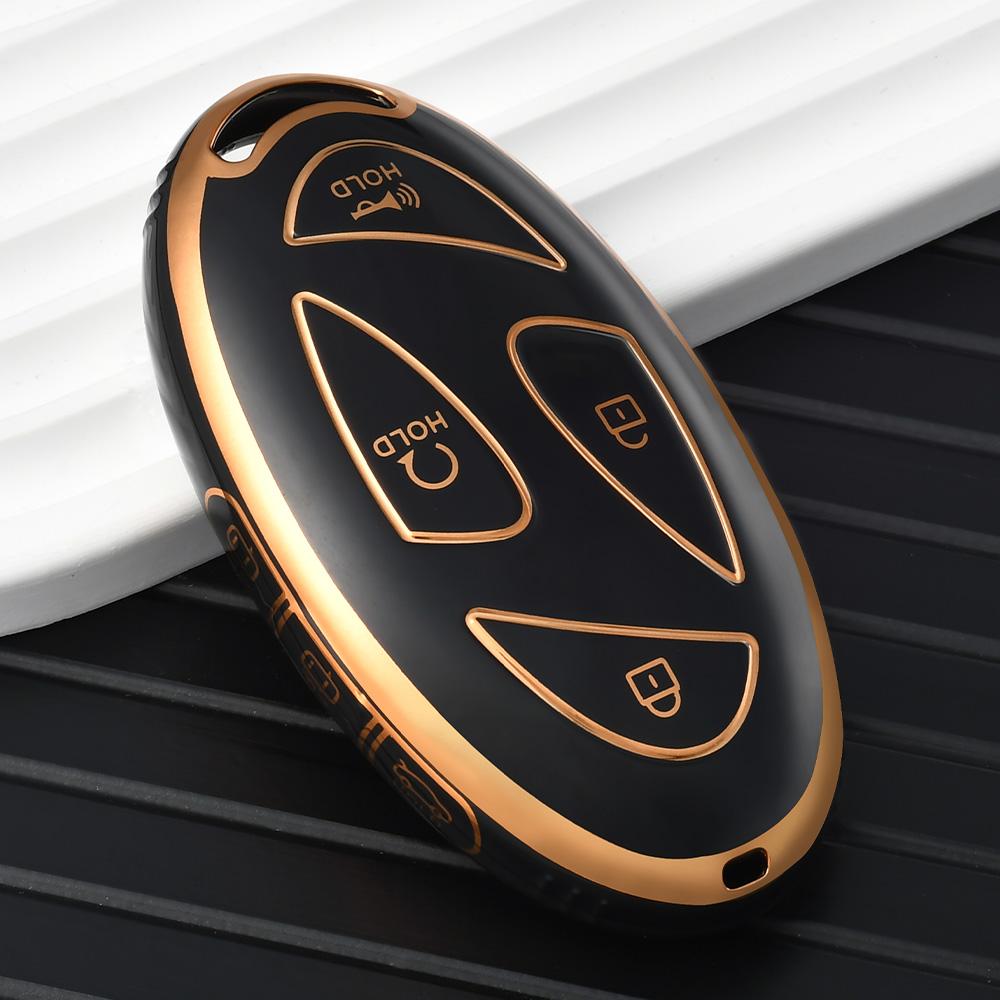SKCW6 7 Buttons New TPU Car Remote Key Case Cover Shell for Hyundai Ioniq 6 Grandeur GN7 Kona 2023 Auto Key Protective Case Gold Edge