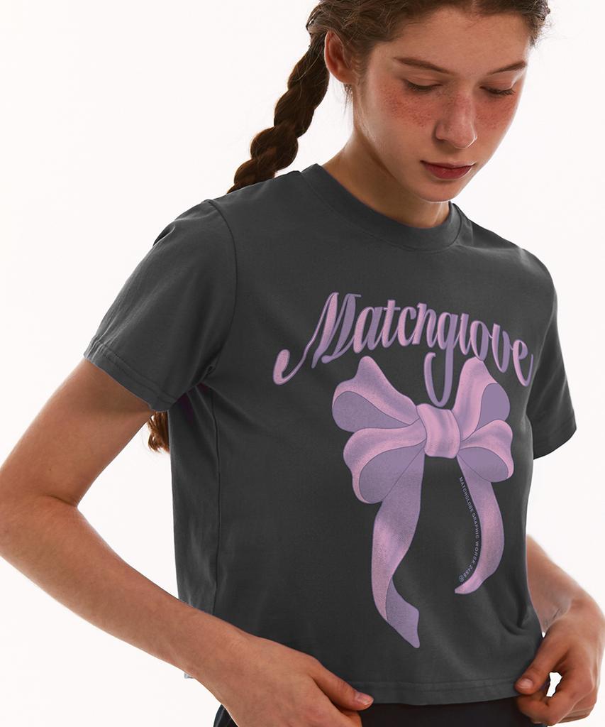MATCHGLOBE Big Ribbon Crop Top (Dark Gray)