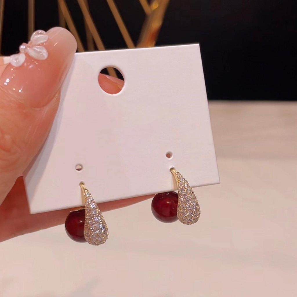18K Gold-Plated Water Drop Pearl & Zirconia Earrings - Elegant and Luxurious Design