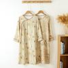 Women's Long-sleeved Chinese National Style Cotton Nightgowns for Women Spring / Summer Thin Bamboo Cotton Double-layer Gauze Nightdress