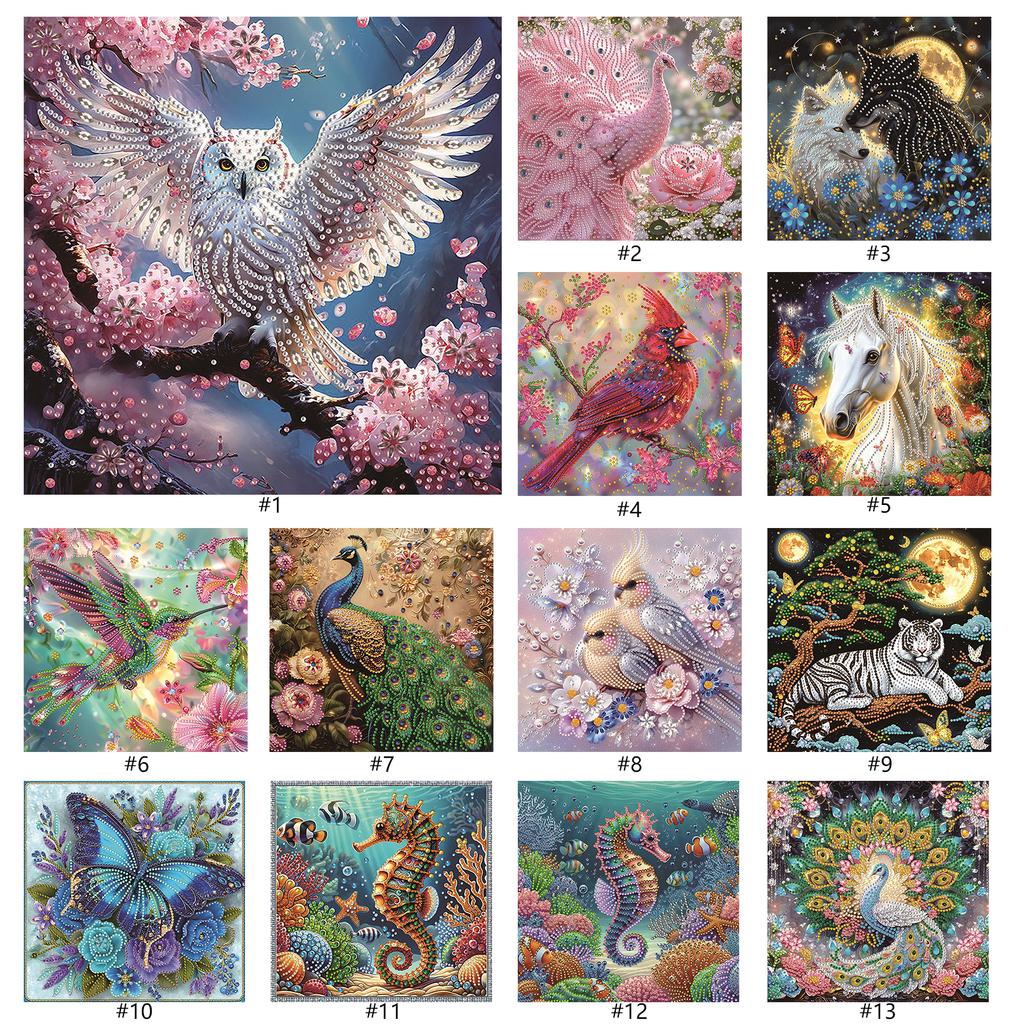 Animal Special Shaped DIY Partial Drill Diamonds Dots Gem Art Kits for Adults Home Wall Decor Crystal Diamond Art 11.81x11.81in