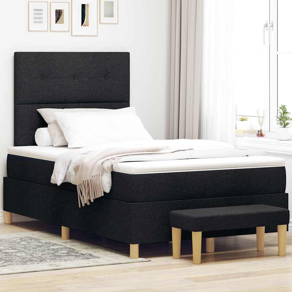 Boxspring Bed with Headboard Black 190 X 120 Cm Fabric