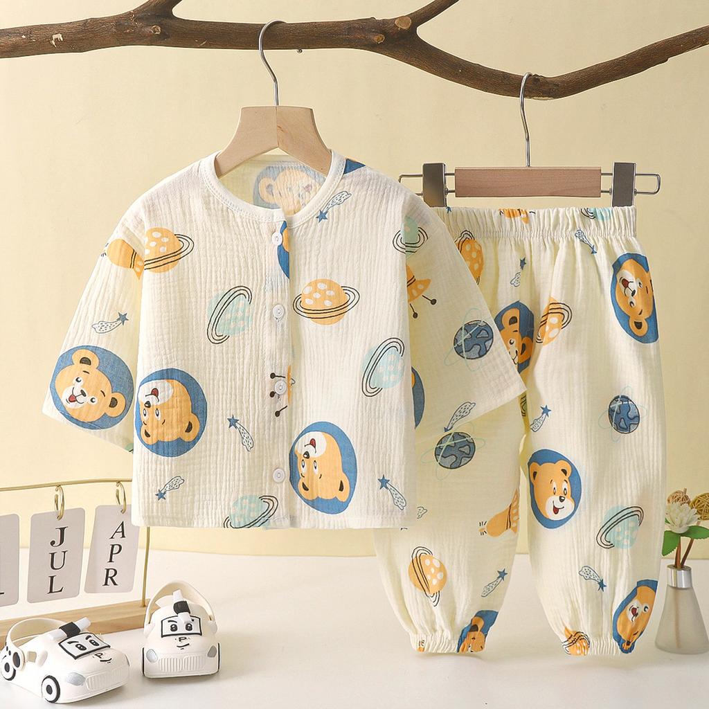 Children's Lightweight Cotton T-shirt Set - Summer Boys' Pajama Set For Kids, Girls' Casual Home Wear 2-piece Set