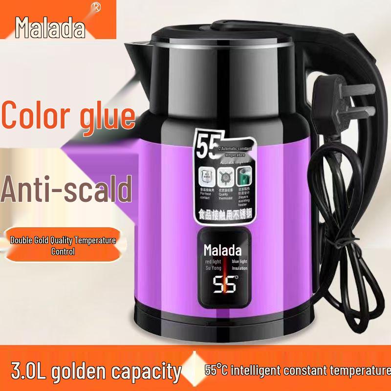 

Электрический чайник Wanlida 304 пищевая нержавеющая сталь: Большая вместимость, прочный, новая модель с изоляцией гостиничного класса Insulated фиолетовый