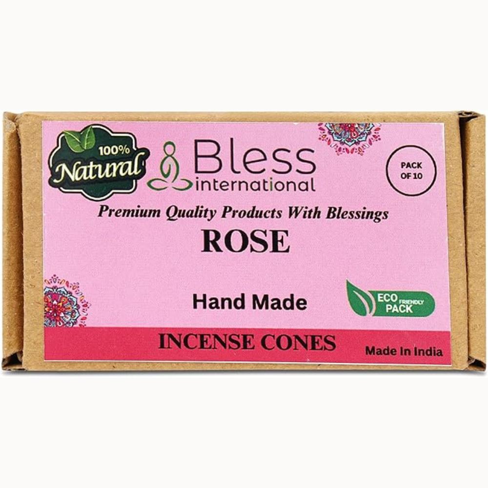 

BLESS INTERNATIONAL Rose 100%-натуральные-благовония-конусы ручной работы-обработанные вручную-органические-без-химии-для-очищения-релаксации-позитивности Pack Of 10 Cones