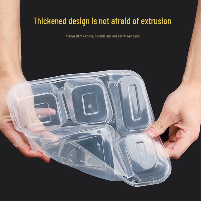 Clear Beauty Disposable 5-Compartment Meal Prep Containers