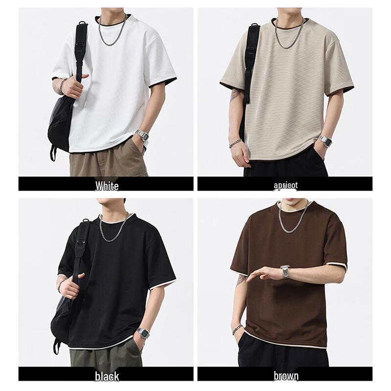 PLAYBOY Men's Solid Color Pure Cotton Short Sleeve T-Shirt